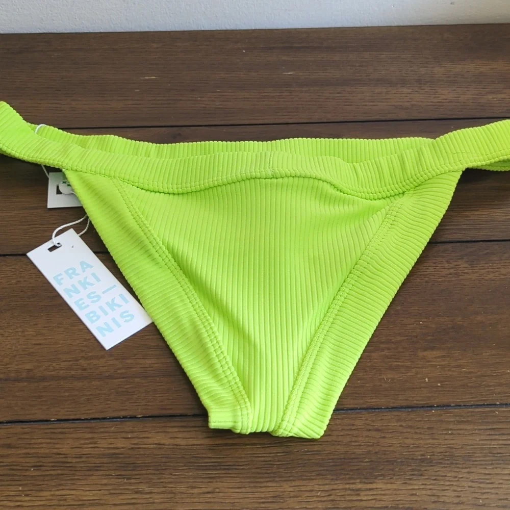 Frankie's Cole Ribbed Bikini Bottom Slime Green L